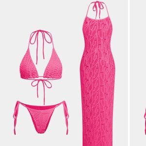Never Worn 3 Piece Bikini Set - Hot Pink